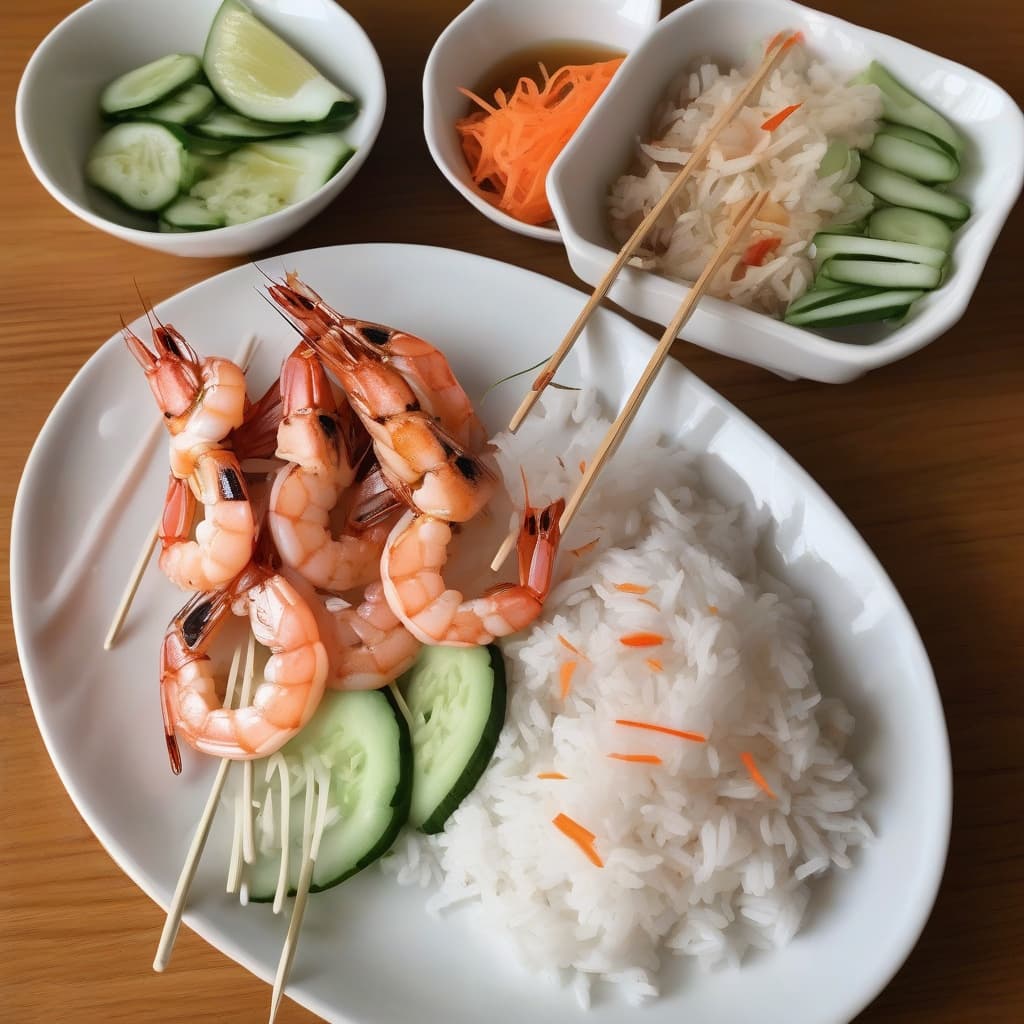 Grilled Shrimp Rice Plate